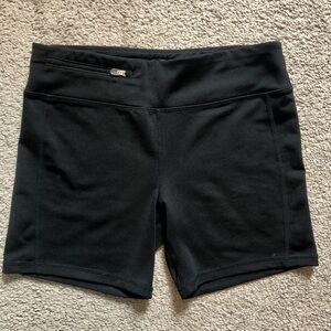 Black Oiselle Shorts, 5” inseam. Front Pocket.